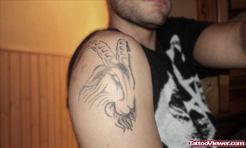 Capricorn Tattoo On Man Right Shoulder
