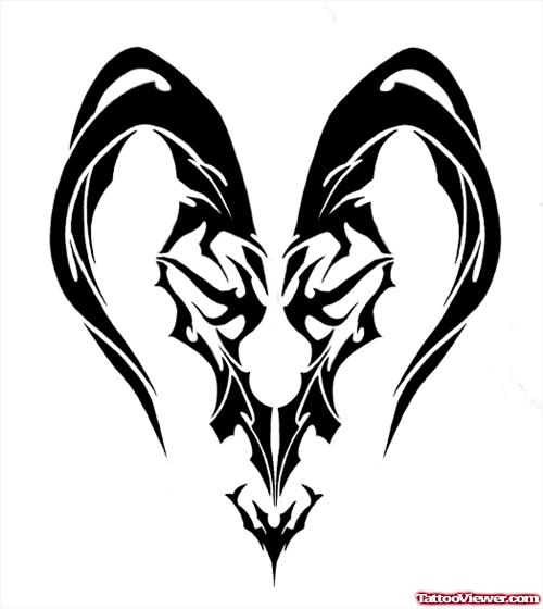 Black Tribal Goat Head Capricorn Tattoo Design