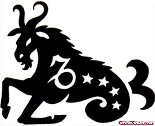 Black Capricorn Symbol Tattoo Design