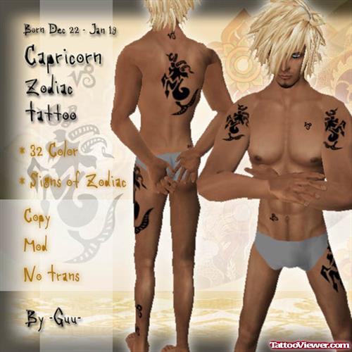Tribal Capricorn Tattoos Designs