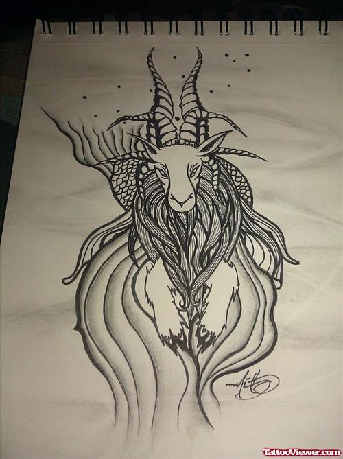 Sea Goat Capricorn Tattoo Design