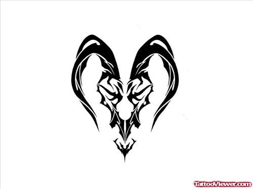 Tribal Goat Head Capricorn Tattoo Design