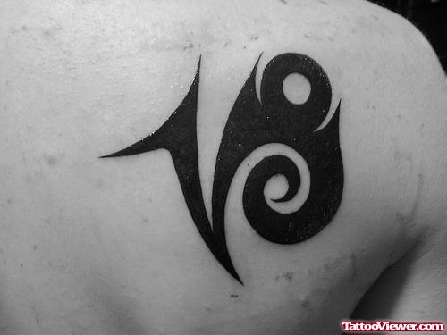 Tribal Black Ink Capricorn Zodiac Tattoo