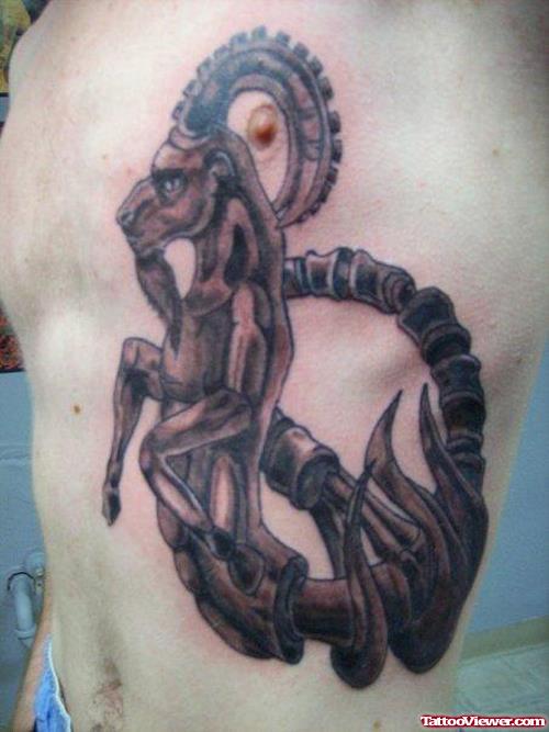 Rib Side Capricorn Tattoo For Men