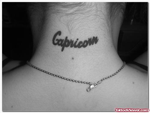 Capricorn Tattoo On Girl Nape