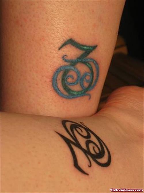 Black And Blue Capricorn Tattoos Designs