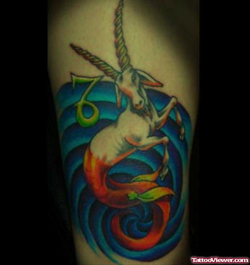 Attractive Colored Capricorn Tattoo