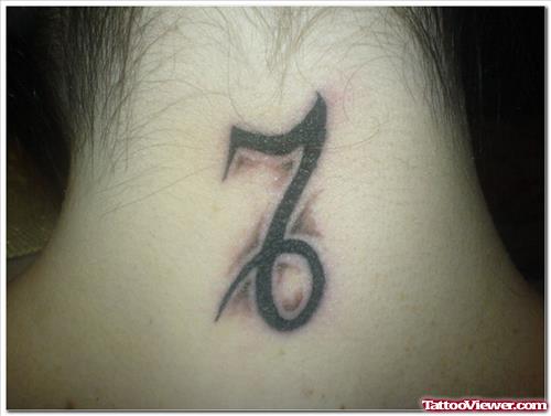 Capricorn Tattoo On Back Neck
