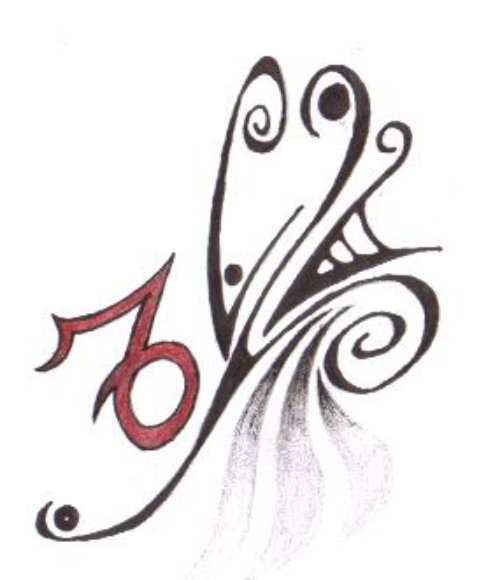 Tribal And Red Capricorn Zodiac Tattoo Design
