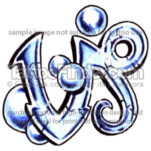 Blue Ink Capricorn Zodiac Sign Tattoo Design