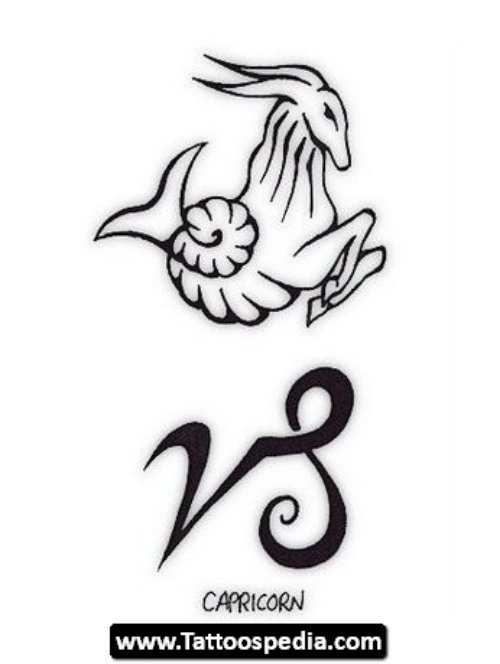 Grey Ink Capricorn Zodiac Tattoo Design