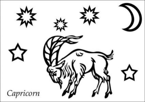Stars Moon And Capricorn Tattoo Design