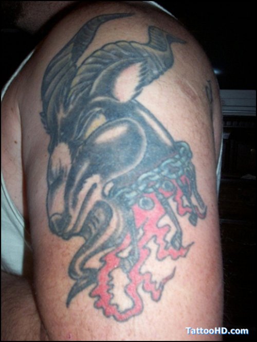 Man Left Half Sleeve Capricorn Tattoo