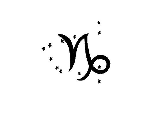 Tiny Stars And Black Capricorn Zodiac Tattoo Design