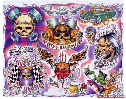 Harley Davidson Logo Sports Car Tattoos