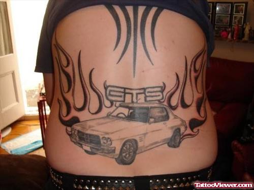 Black Car Tattoo On Back