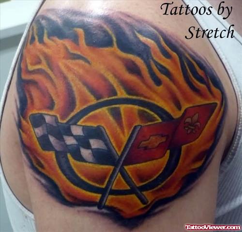 Corvette Logo Flames Tattoo