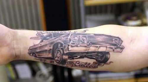 Stylish Car Tattoo On Arm