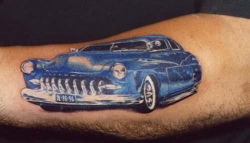 Glamorous Blue Car Tattoo