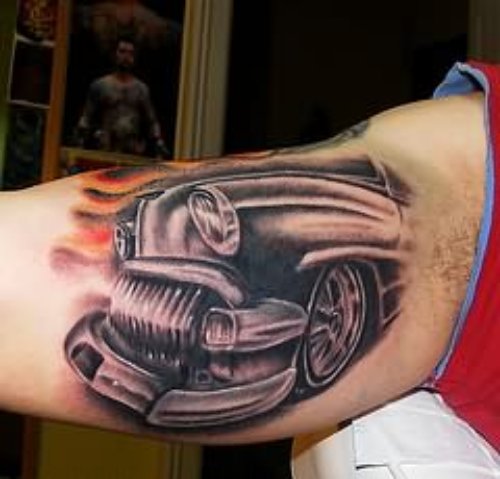 Car Bumper Tattoo On Muscles