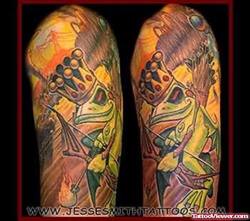 Prince Frog Cartoon Tattoo