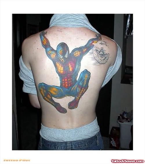 Jumping Spider Man Tattoo On Back