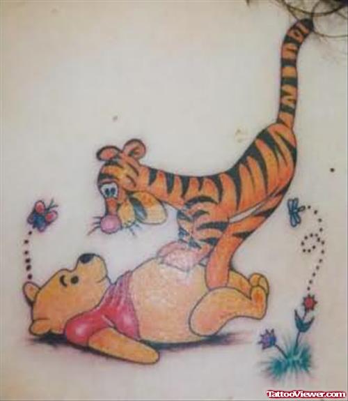 Winie The Pooh Cartoon Tattoo