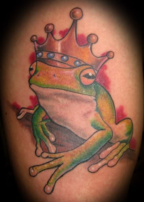 Queen Frog Cartoon Tattoo