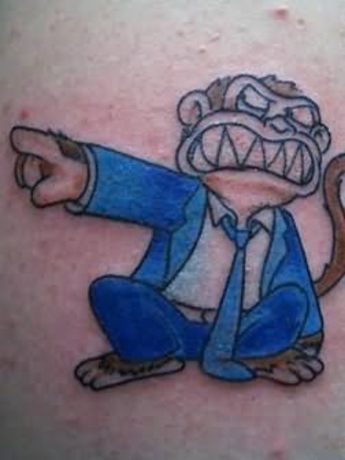 Angry Monkey Cartoon Tattoo