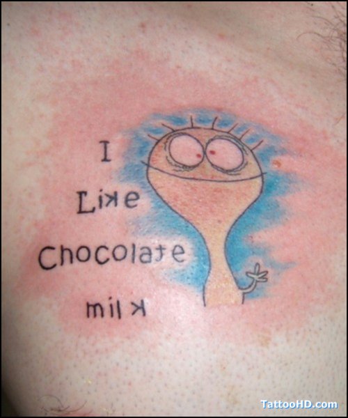 I Like Chocolate Cartoon Tattoo