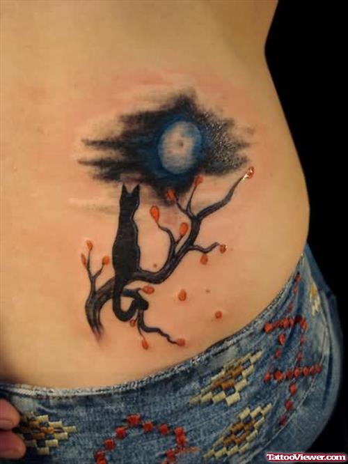 Moon And Cat Tattoos