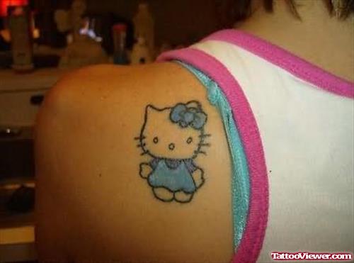 Cat Tattoo Design On Back Shoulder