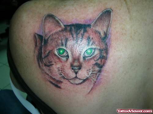 Green Eyes Cat Face Tattoo