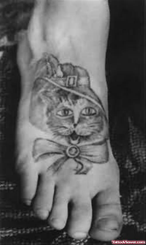 Cute Foot Cat Tattoo