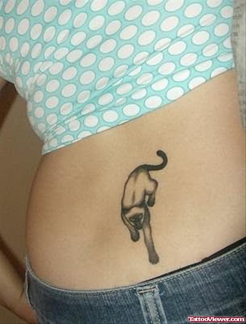 Cat Tattoo On Back Waist