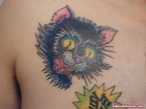 Black Cat Tattoo Design On Back