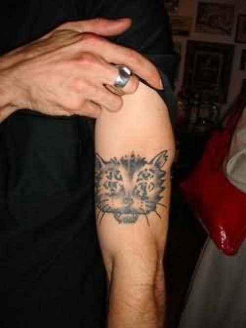 Cat Tattoo On Muscle For Men
