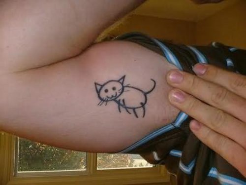 Cat Tattoo On Muscles