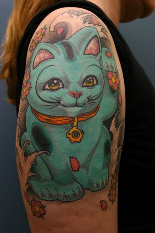 Creative Cat Tattoo on Arm