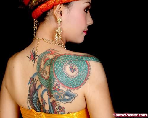 Girl Dragon Tattoo On Back