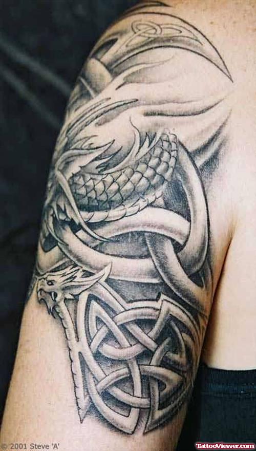 Celtic Grey Tattoo On Bicep