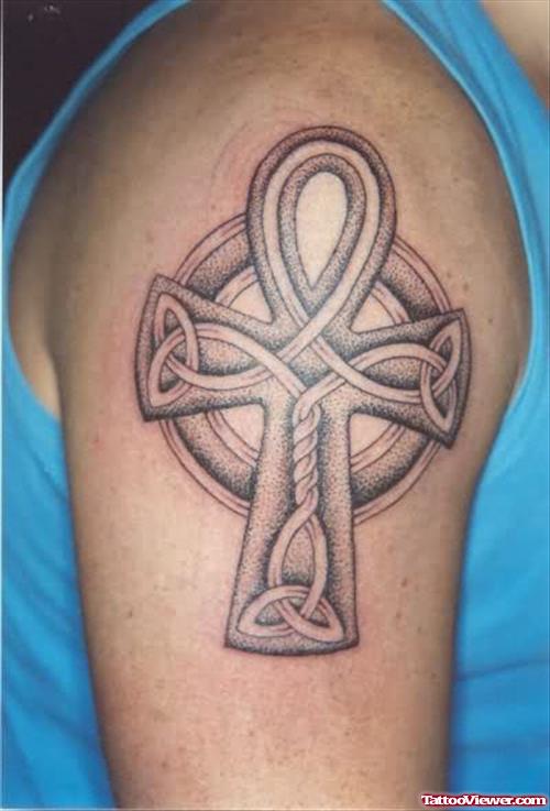 Cross Celtic Tattoo on Bicep