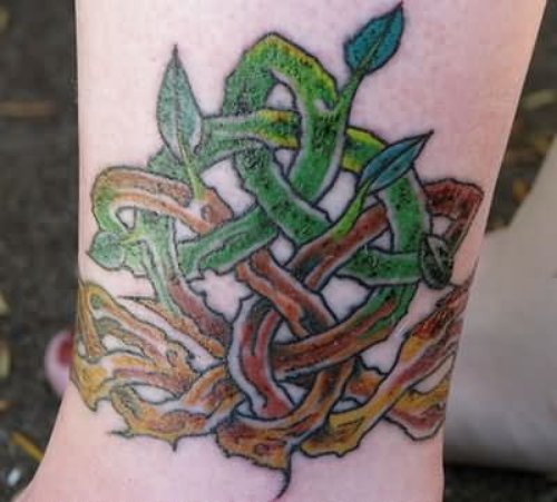 Colored Celtic Tattoo On Ankle