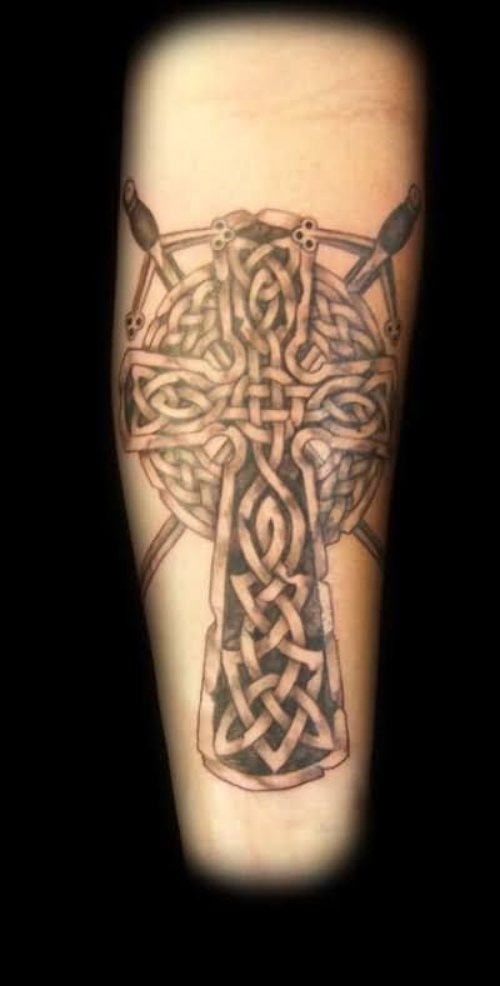 Half Sleeve Celtic Cross Tattoo Design