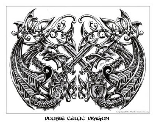 Double Celtic Dragon Tattoo Design By Roblfc1892