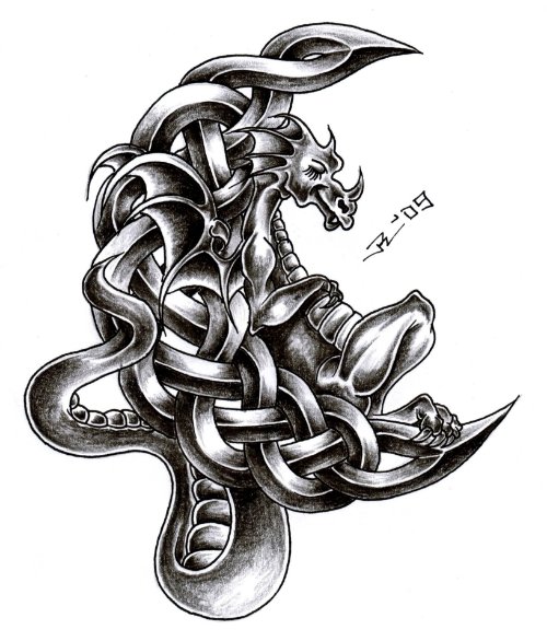 Celtic Moon Dragon Tattoo Design By Roblfc1892
