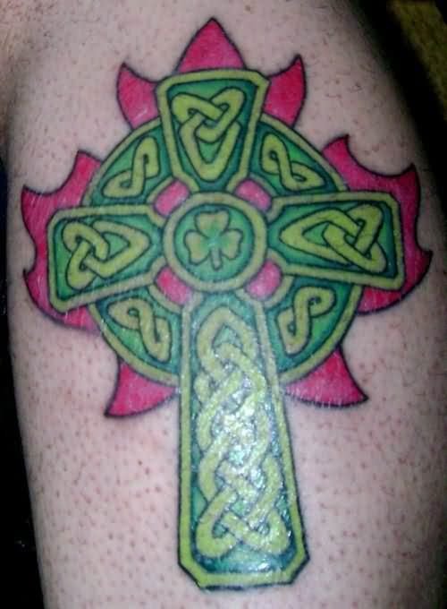 Green Celtic Cross Tattoo