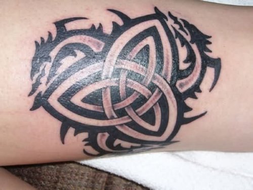 Tribal And Celtic Knot Tattoo On Sleeve