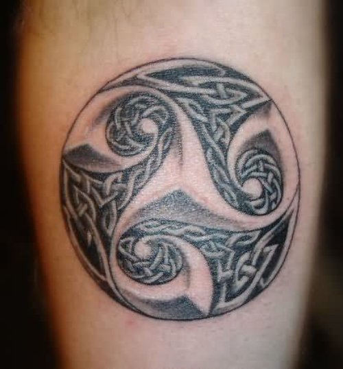 Amazing Grey Ink Celtic Tattoo On Arm