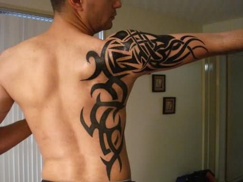 Celtic Tribal Tattoo On Side and Sleeve